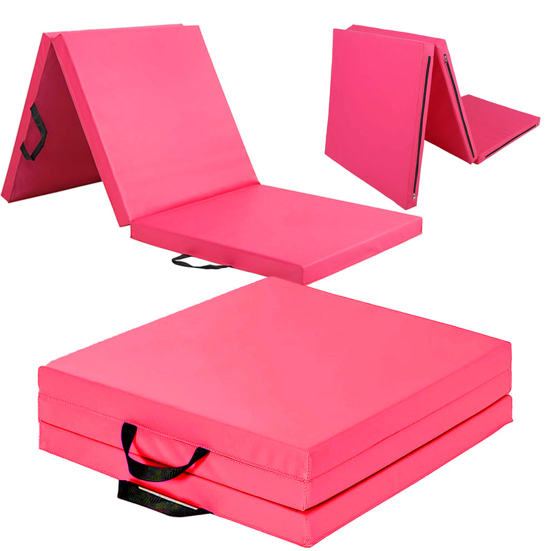 Tri-Fold Tumble Exercise Mat 6FT – Non Slip PU Leather Surface, High Density Foam Padding