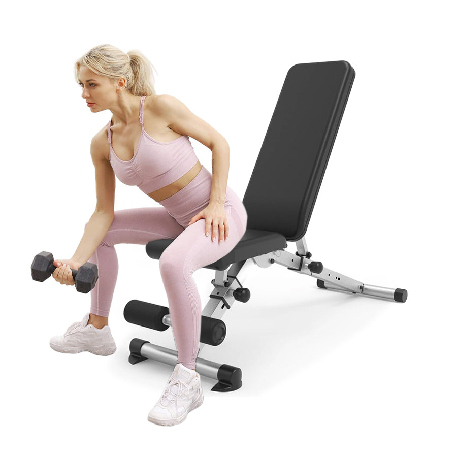 Essential Adjustable Weight Bench – Foldable Incline/Decline/Flat Bench with Quick Lock System, 250kg Capacity, Thick Padding for Full Body Strength Training at Home Gym