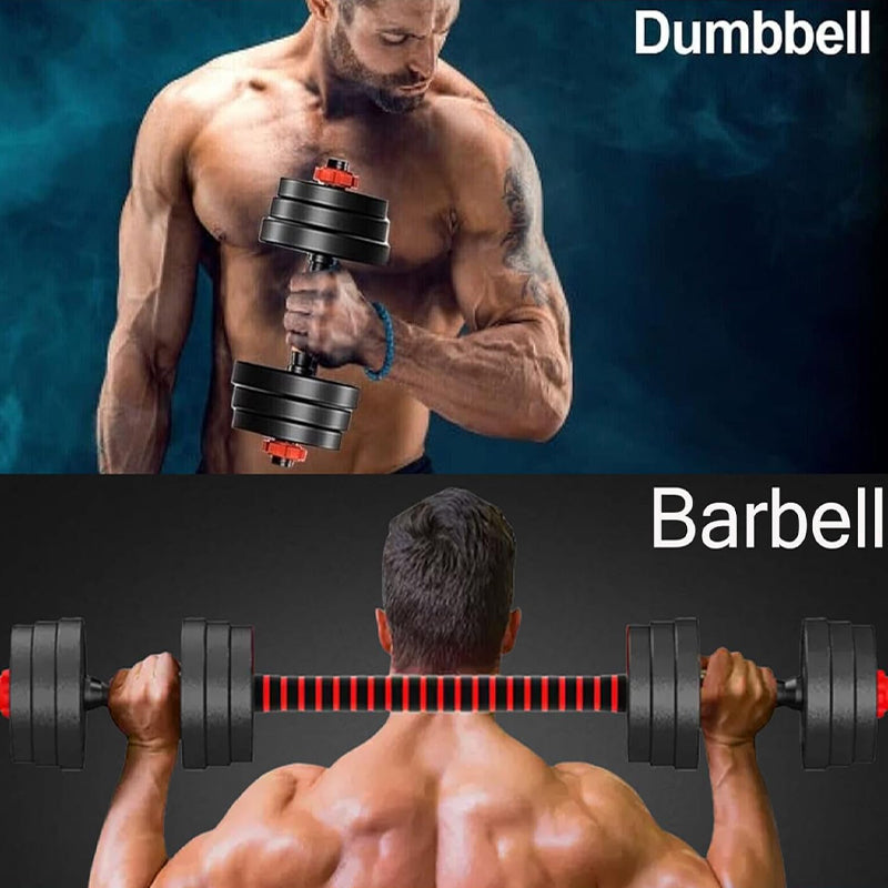 2-in-1 Adjustable Dumbbells & Barbell Set – 20kg/25kg/30kg with Connecting Rod, Anti-Slip Grip, for Strength Training & Home Gym Workouts, Men & Women