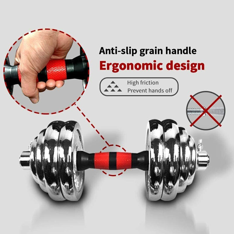 20kg Adjustable Dumbbell & Barbell Set – Cast Iron Plates with Anti-Slip Handles – 2-in-1 Convertible Home Gym Equipment