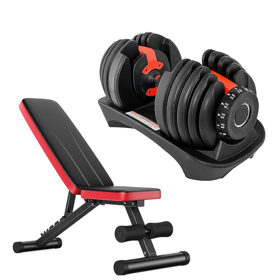 LiftSets 24kg Adjustable Dumbbell – 15 Settings (2.5–24kg) – Quick Dial, Non-Slip Handle & Space-Saving Home Gym Design