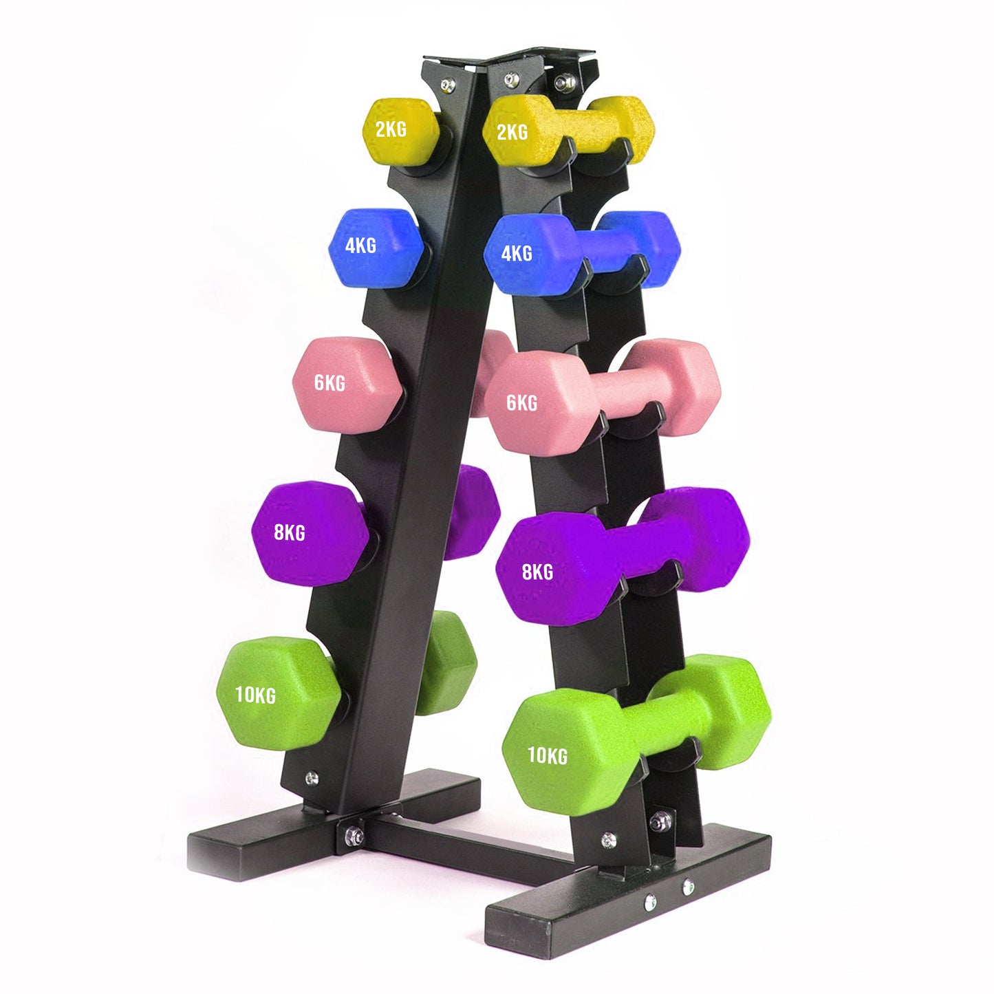 Neoprene Dumbbell Tree Rack – 3-Tier & 5-Tier Steel Stand for Home Gym – Space-Saving, Powder-Coated Weight Organizer