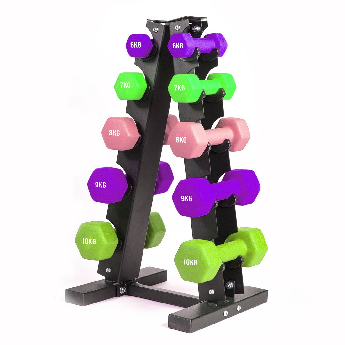 Neoprene Dumbbell Tree Rack – 3-Tier & 5-Tier Steel Stand for Home Gym – Space-Saving, Powder-Coated Weight Organizer