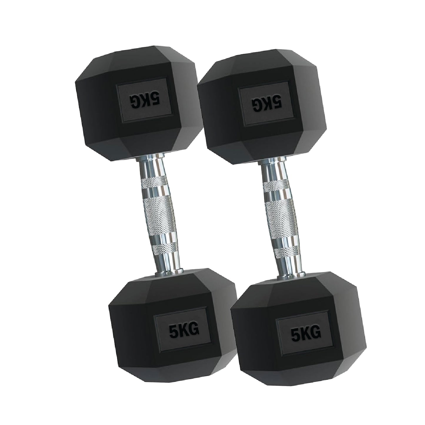 Rubber Hex Dumbbells – Singles, Pairs & Sets | Knurled Chrome Handle Weights for Home Gym & Strength Training