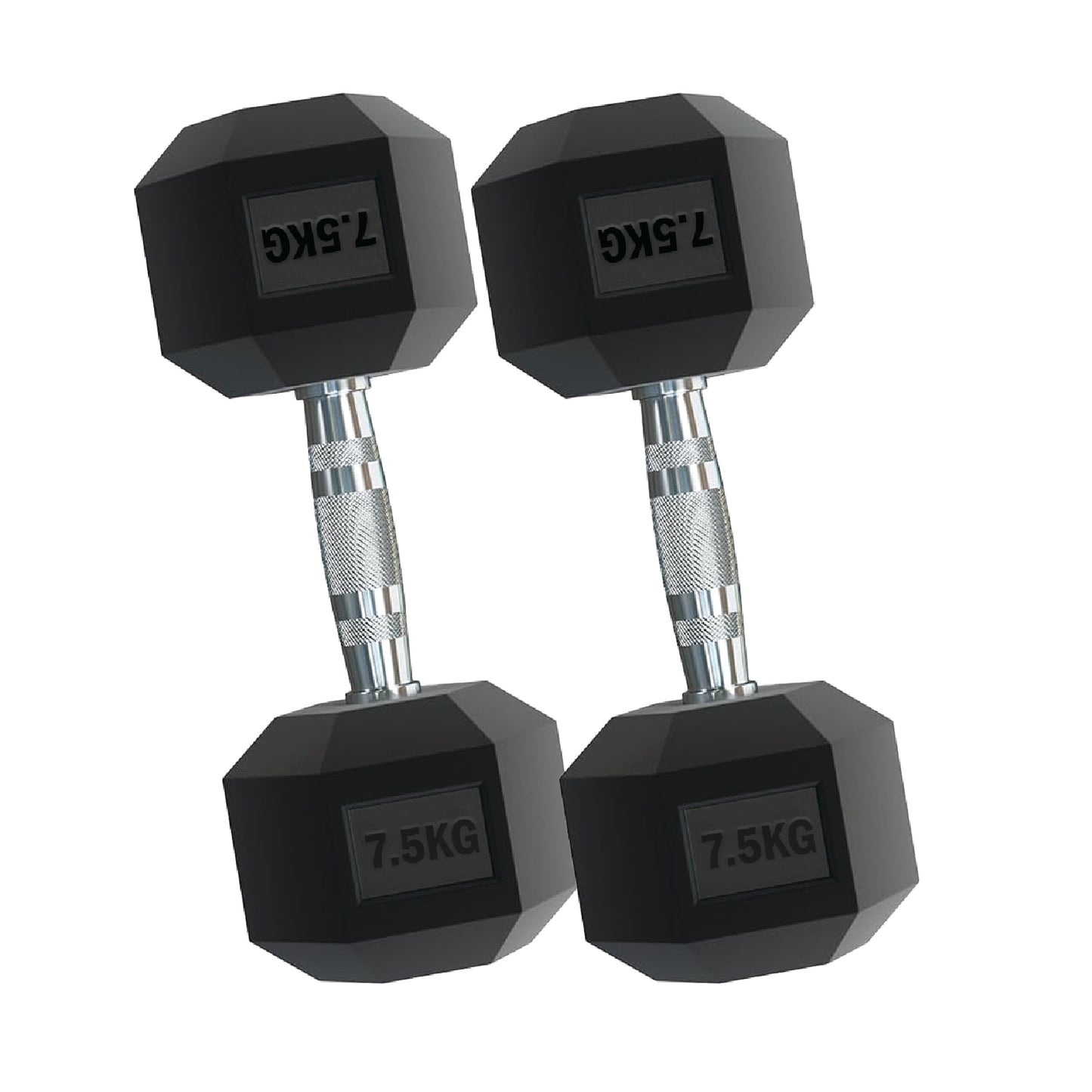 Rubber Hex Dumbbells – Singles, Pairs & Sets | Knurled Chrome Handle Weights for Home Gym & Strength Training