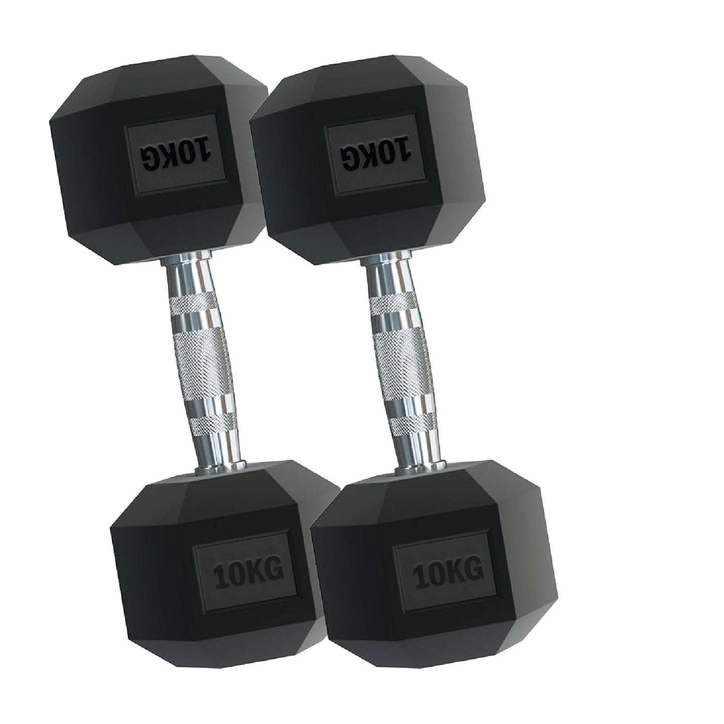 Rubber Hex Dumbbells – Singles, Pairs & Sets | Knurled Chrome Handle Weights for Home Gym & Strength Training