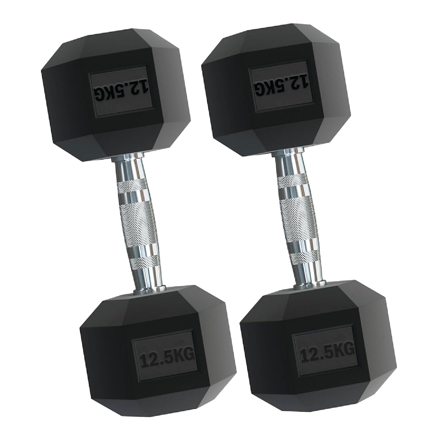 Rubber Hex Dumbbells – Singles, Pairs & Sets | Knurled Chrome Handle Weights for Home Gym & Strength Training