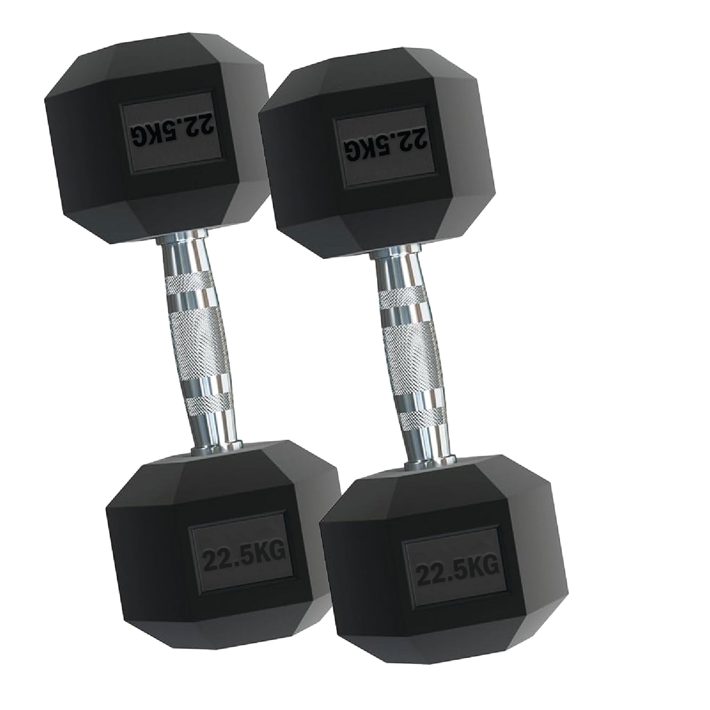 Rubber Hex Dumbbells – Singles, Pairs & Sets | Knurled Chrome Handle Weights for Home Gym & Strength Training