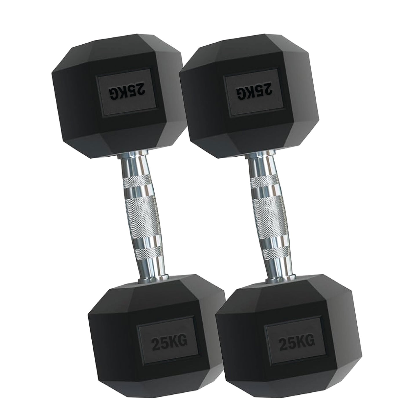 Rubber Hex Dumbbells – Singles, Pairs & Sets | Knurled Chrome Handle Weights for Home Gym & Strength Training