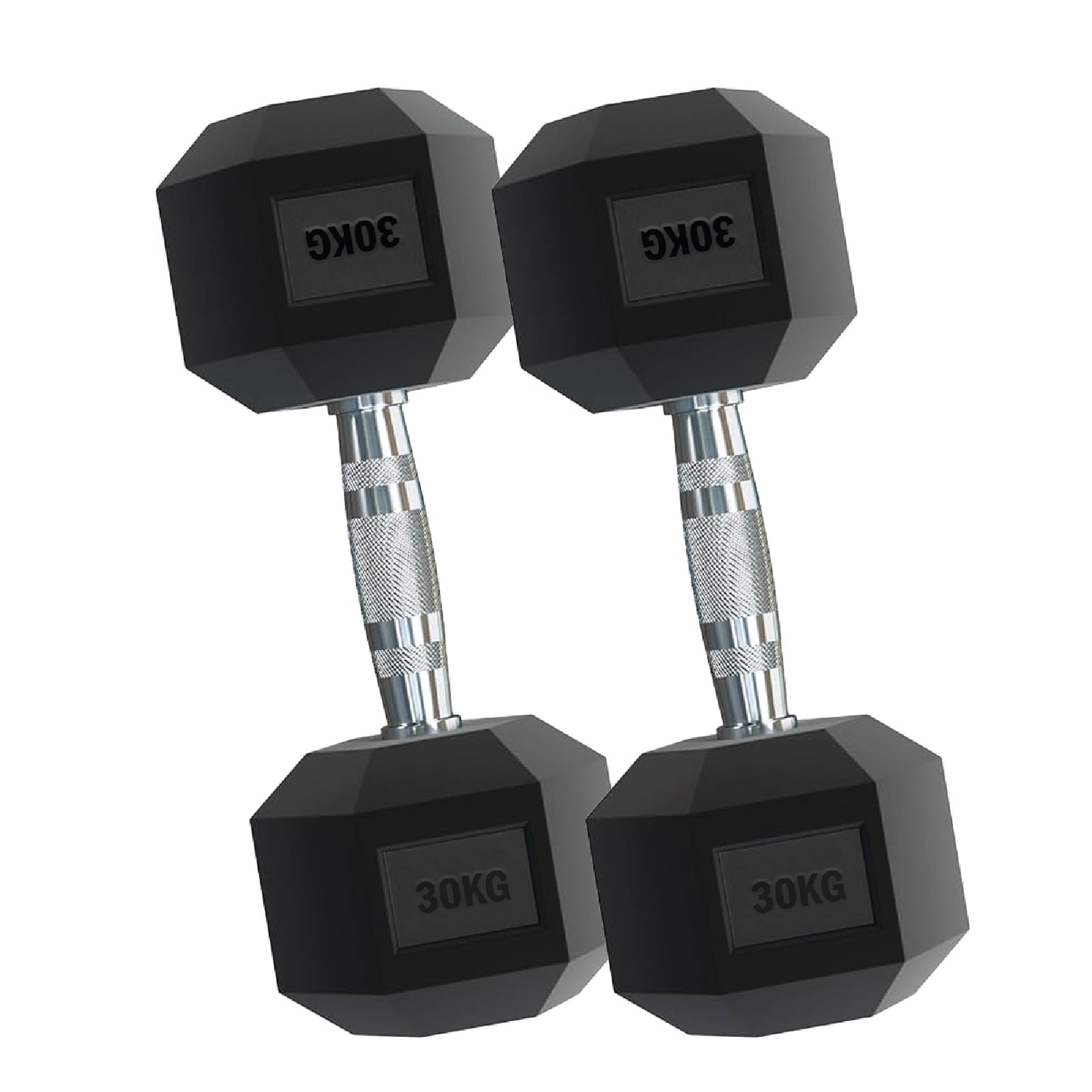 Rubber Hex Dumbbells – Singles, Pairs & Sets | Knurled Chrome Handle Weights for Home Gym & Strength Training