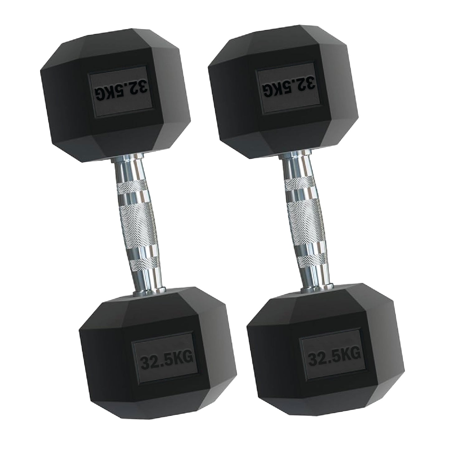 Rubber Hex Dumbbells – Singles, Pairs & Sets | Knurled Chrome Handle Weights for Home Gym & Strength Training