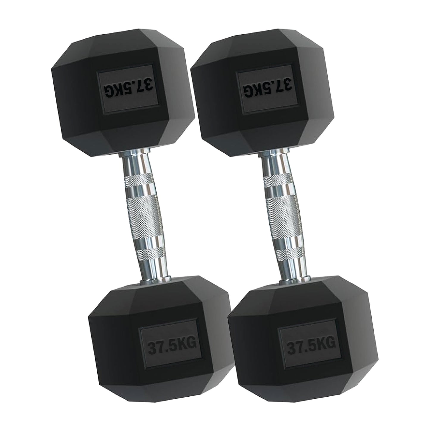 Rubber Hex Dumbbells – Singles, Pairs & Sets | Knurled Chrome Handle Weights for Home Gym & Strength Training