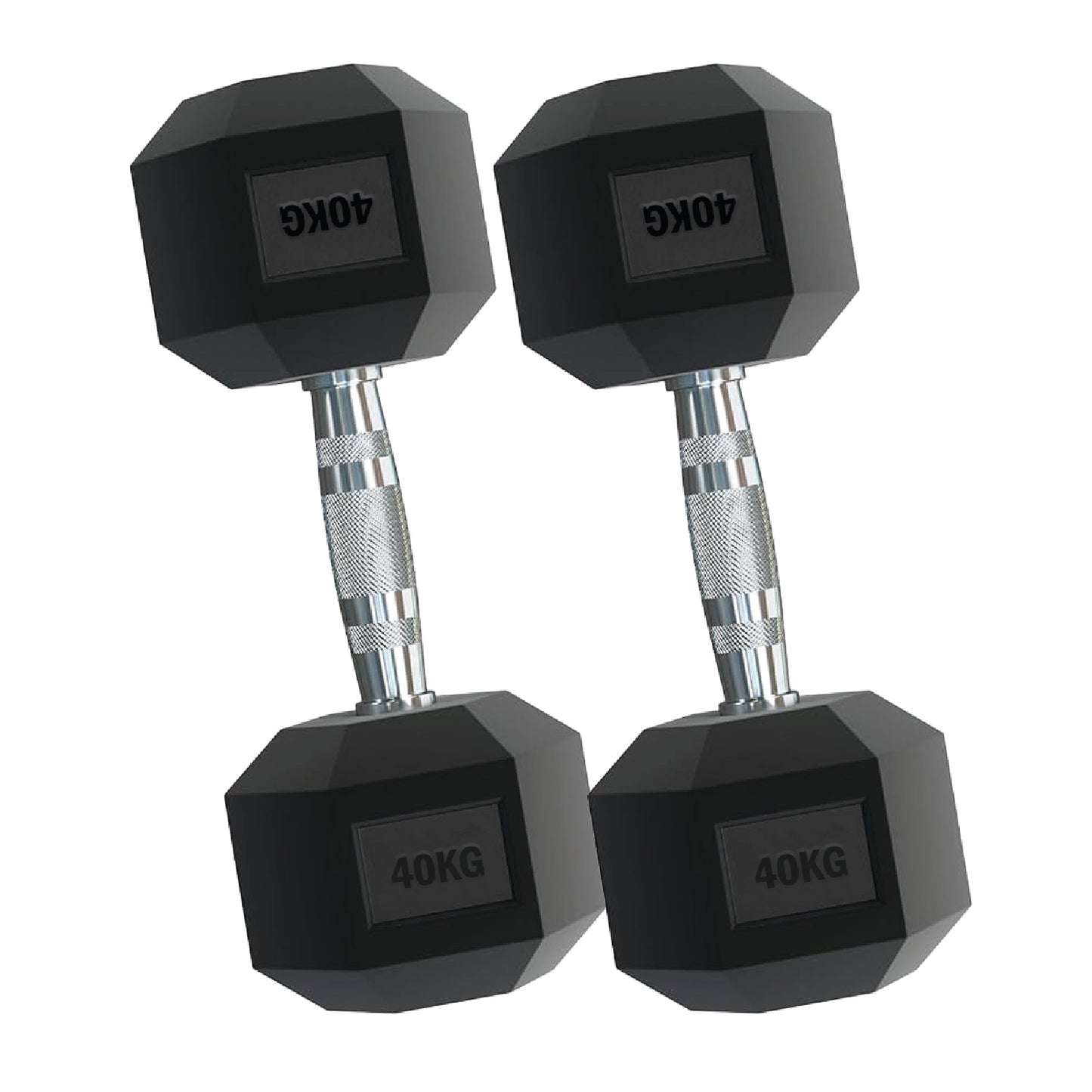 Rubber Hex Dumbbells – Singles, Pairs & Sets | Knurled Chrome Handle Weights for Home Gym & Strength Training
