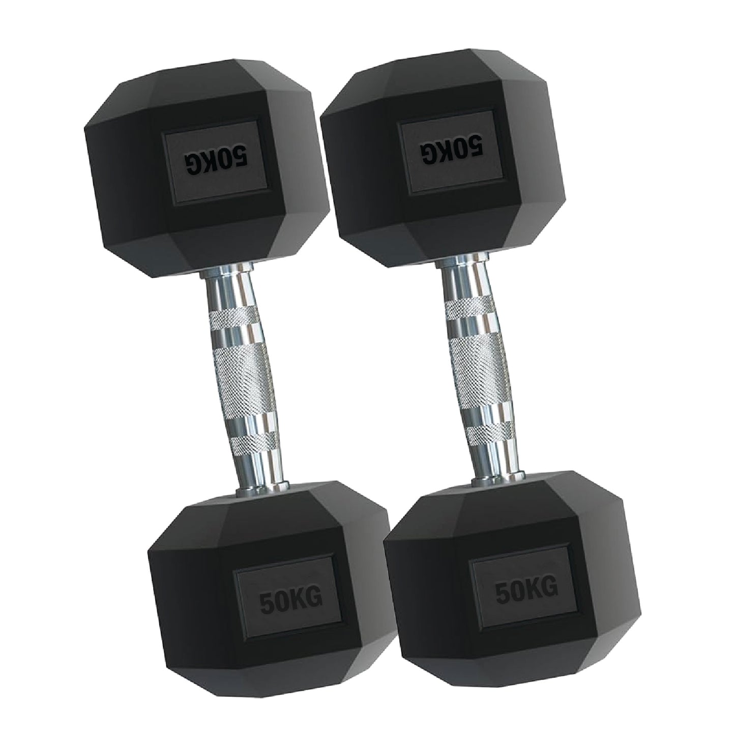 Rubber Hex Dumbbells – Singles, Pairs & Sets | Knurled Chrome Handle Weights for Home Gym & Strength Training