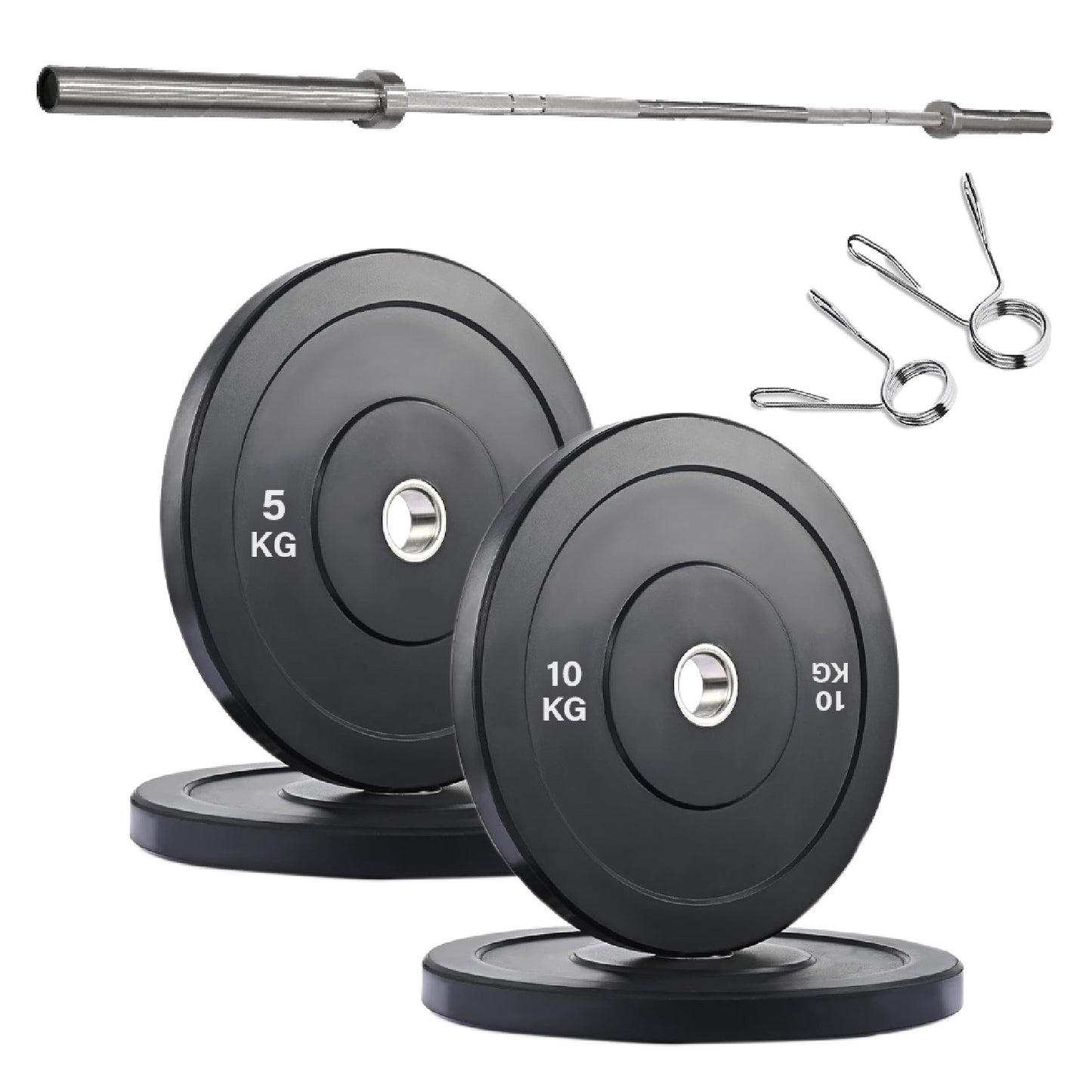 Crumb Rubber Olympic Bumper Plates – Colour Coded, 2” Steel Insert, 5kg–25kg, Shock-Absorbing Barbell Weights for Powerlifting, Strength Training, Home Gym
