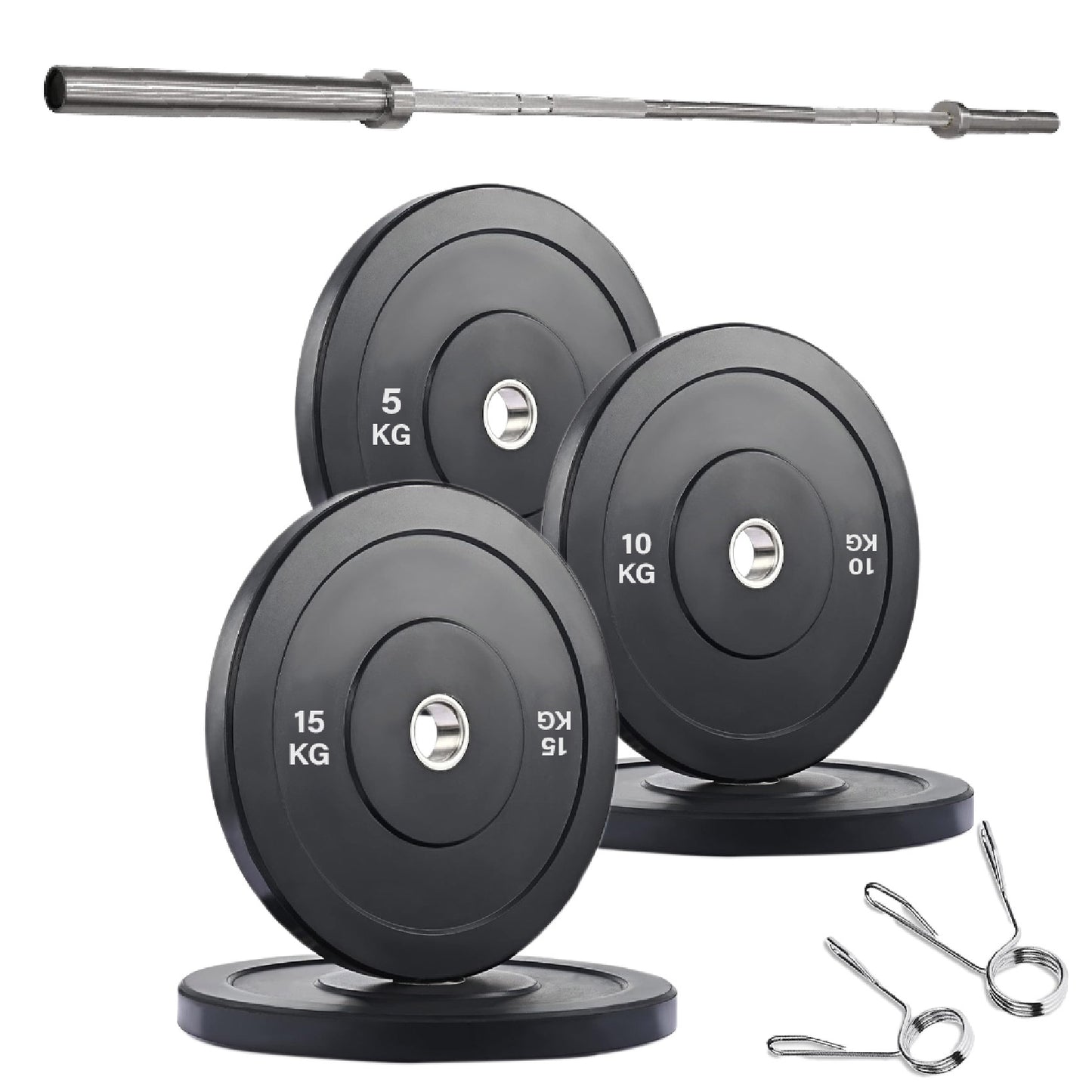 Crumb Rubber Olympic Bumper Plates – Colour Coded, 2” Steel Insert, 5kg–25kg, Shock-Absorbing Barbell Weights for Powerlifting, Strength Training, Home Gym