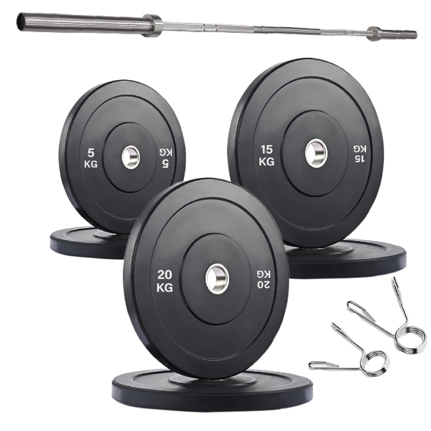 Crumb Rubber Olympic Bumper Plates – Colour Coded, 2” Steel Insert, 5kg–25kg, Shock-Absorbing Barbell Weights for Powerlifting, Strength Training, Home Gym