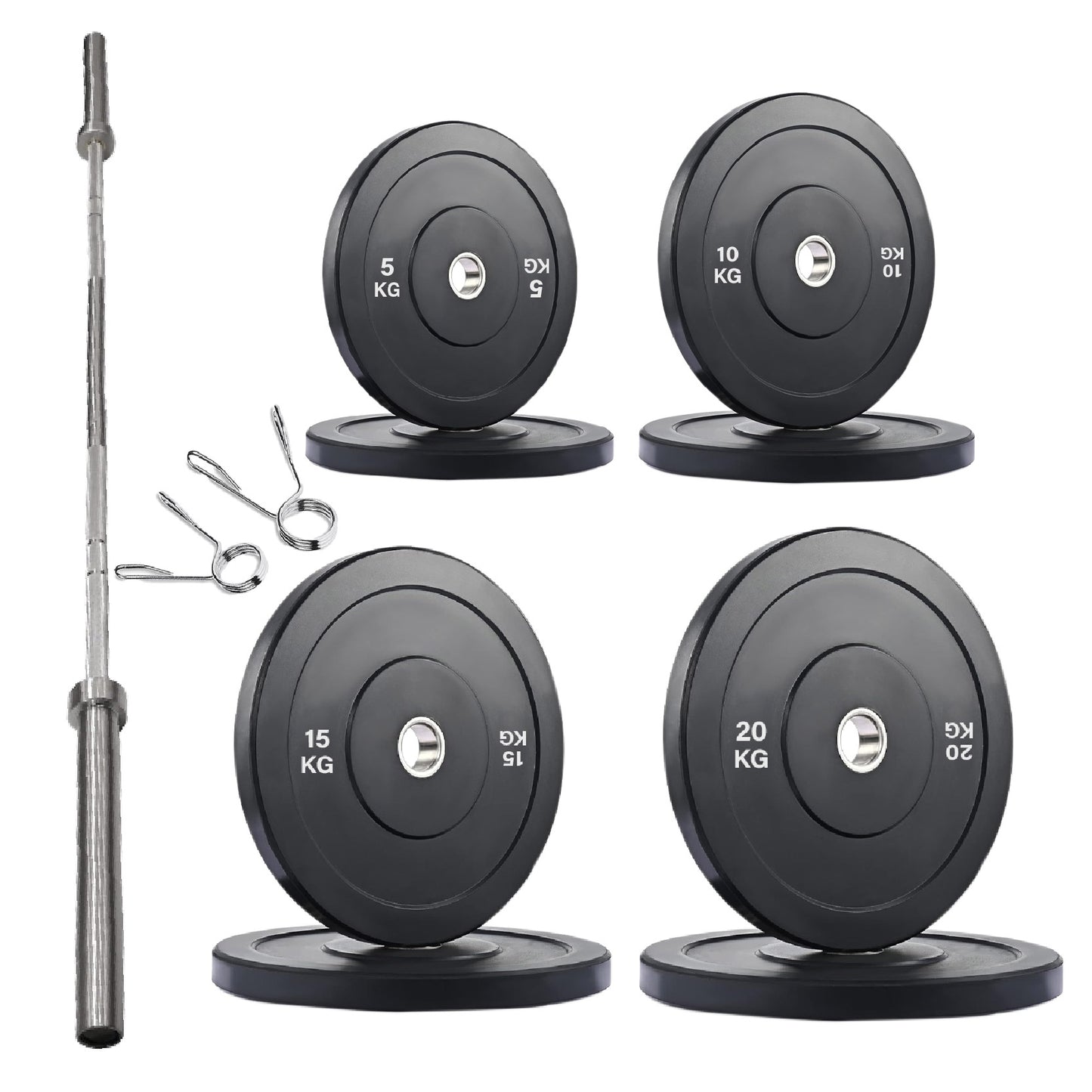 Crumb Rubber Olympic Bumper Plates – Colour Coded, 2” Steel Insert, 5kg–25kg, Shock-Absorbing Barbell Weights for Powerlifting, Strength Training, Home Gym