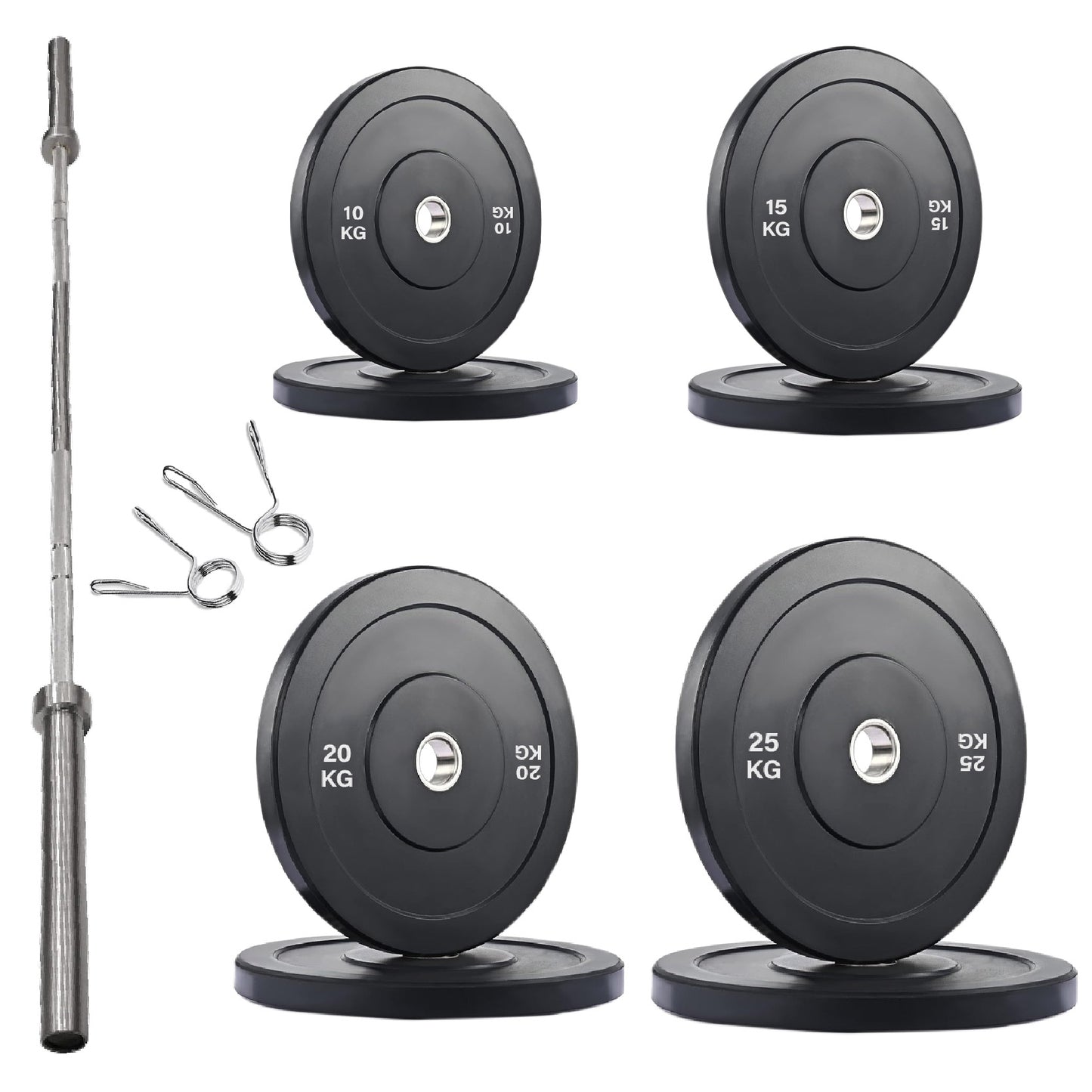 Crumb Rubber Olympic Bumper Plates – Colour Coded, 2” Steel Insert, 5kg–25kg, Shock-Absorbing Barbell Weights for Powerlifting, Strength Training, Home Gym