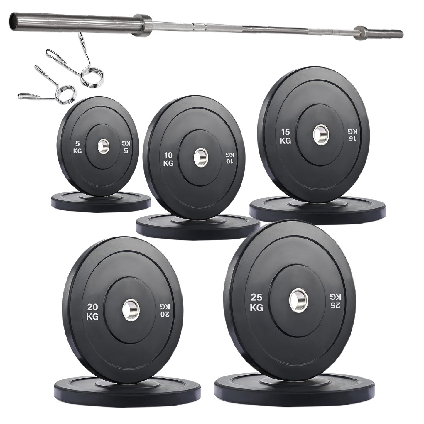 Crumb Rubber Olympic Bumper Plates – Colour Coded, 2” Steel Insert, 5kg–25kg, Shock-Absorbing Barbell Weights for Powerlifting, Strength Training, Home Gym