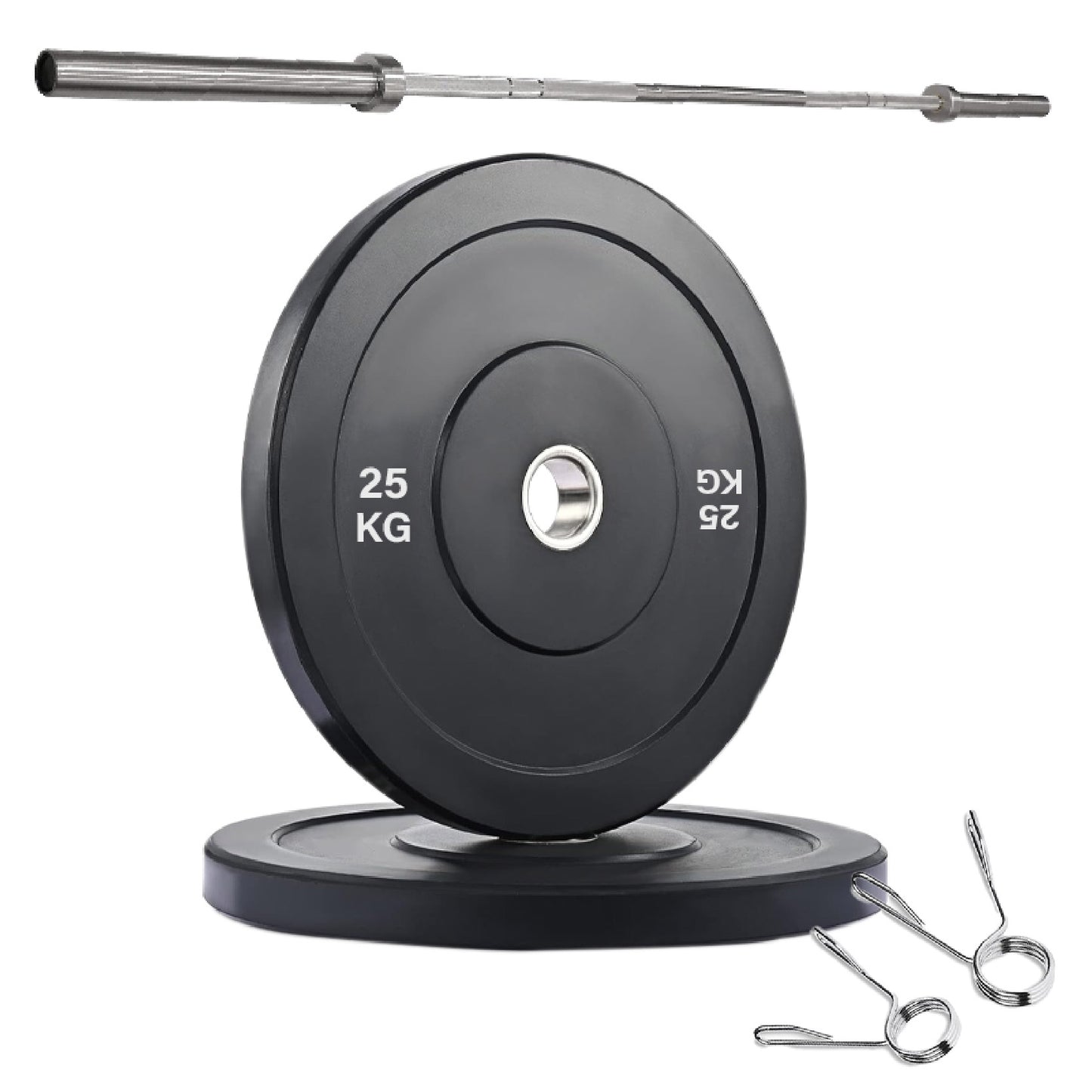 Crumb Rubber Olympic Bumper Plates – Colour Coded, 2” Steel Insert, 5kg–25kg, Shock-Absorbing Barbell Weights for Powerlifting, Strength Training, Home Gym