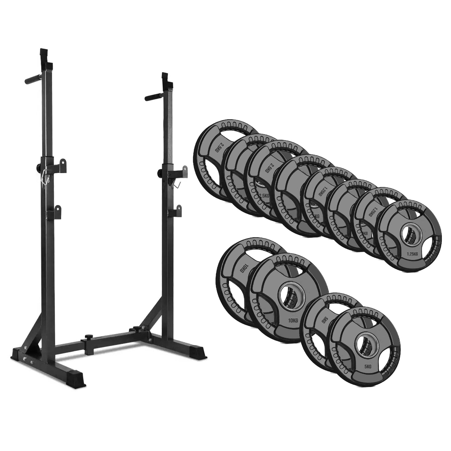 Adjustable Half Squat Rack with Dip Station – Heavy-Duty Steel, 200kg Capacity, Height 121–158cm – Multi-Function Home Gym Stand