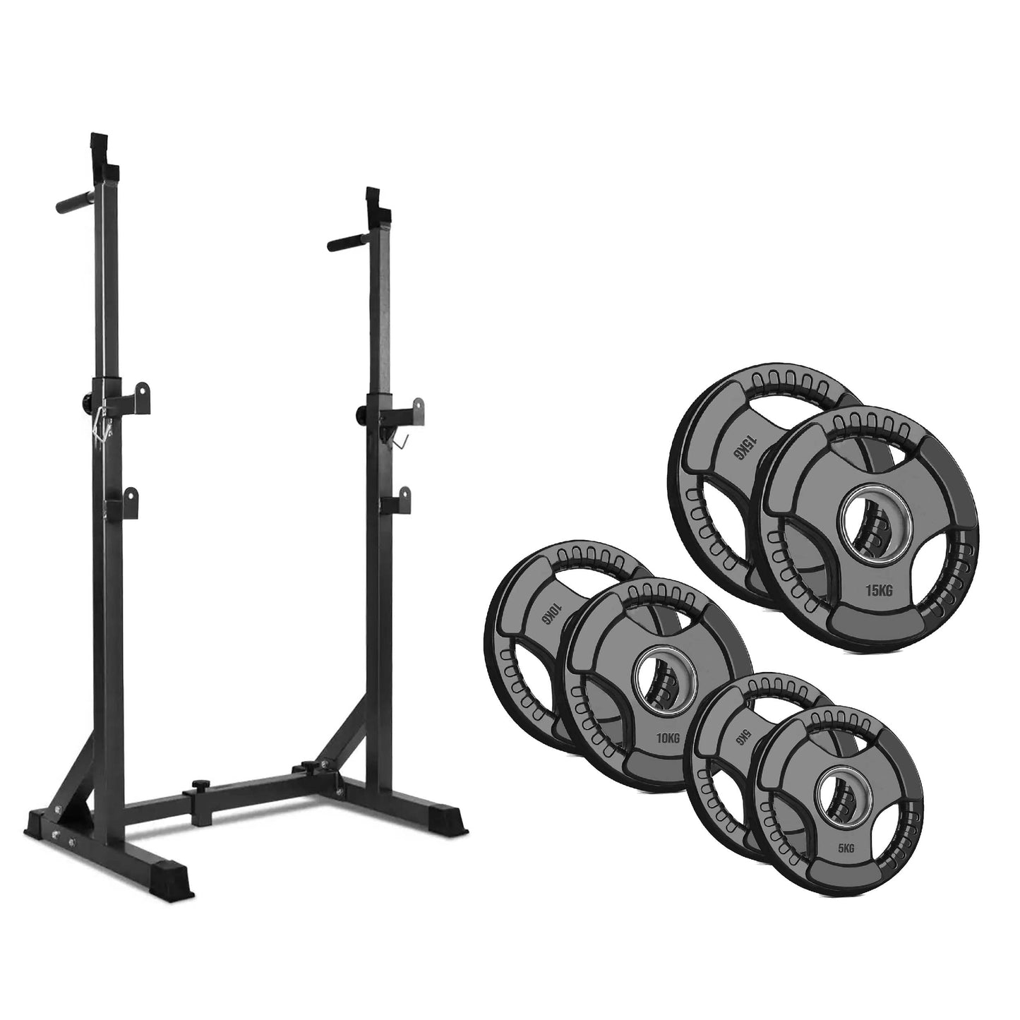 Adjustable Half Squat Rack with Dip Station – Heavy-Duty Steel, 200kg Capacity, Height 121–158cm – Multi-Function Home Gym Stand