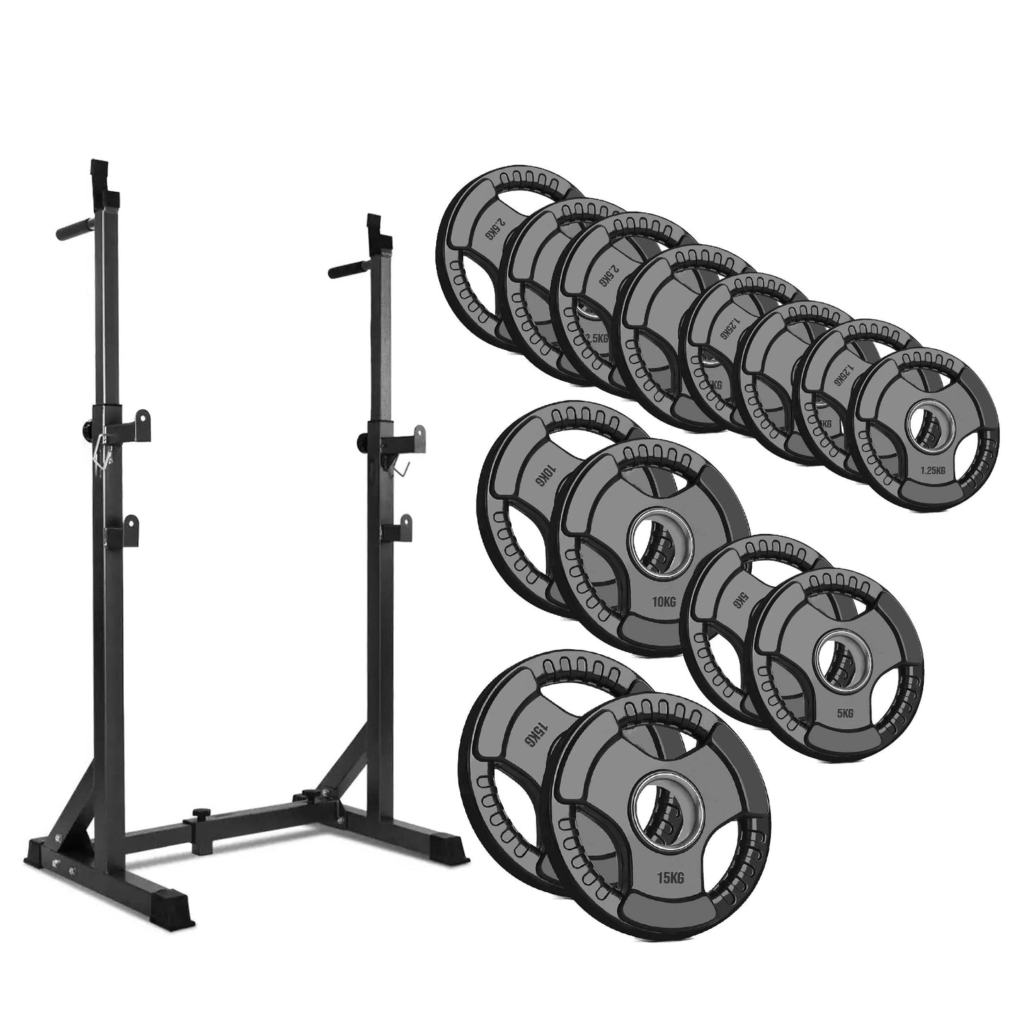 Adjustable Half Squat Rack with Dip Station – Heavy-Duty Steel, 200kg Capacity, Height 121–158cm – Multi-Function Home Gym Stand