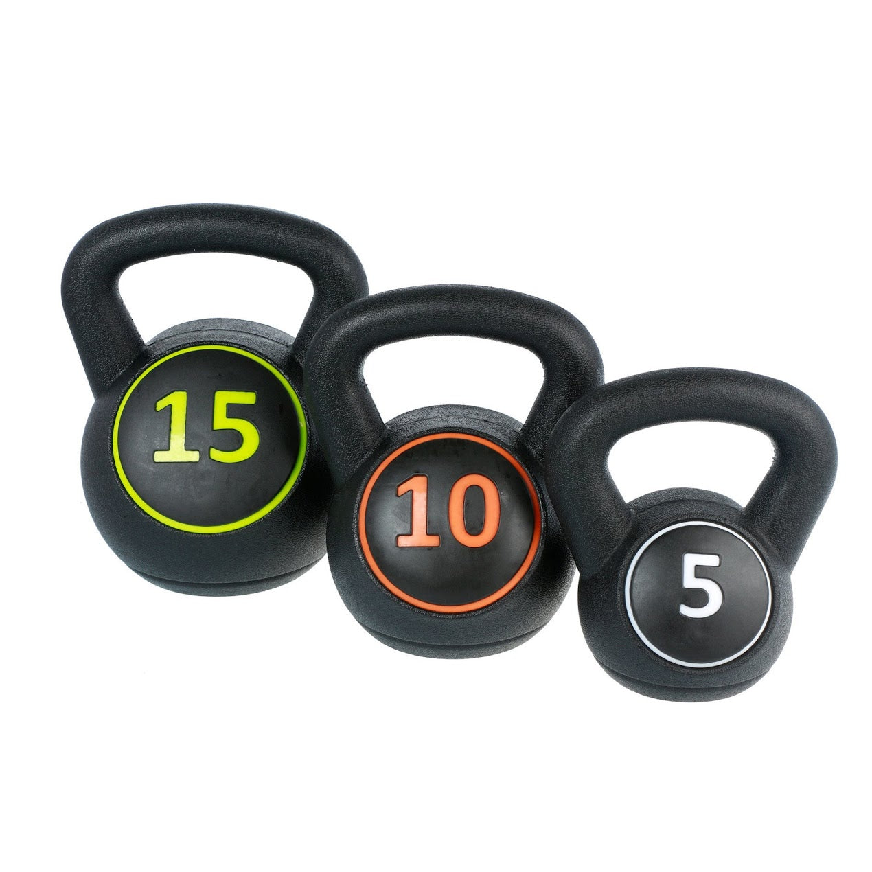 3-Piece Kettlebell Weight Set – 5lb, 10lb, 15lb with Compact Storage Stand, Durable Kettle Bells for Strength Training & Cardio Workouts at Home Gym