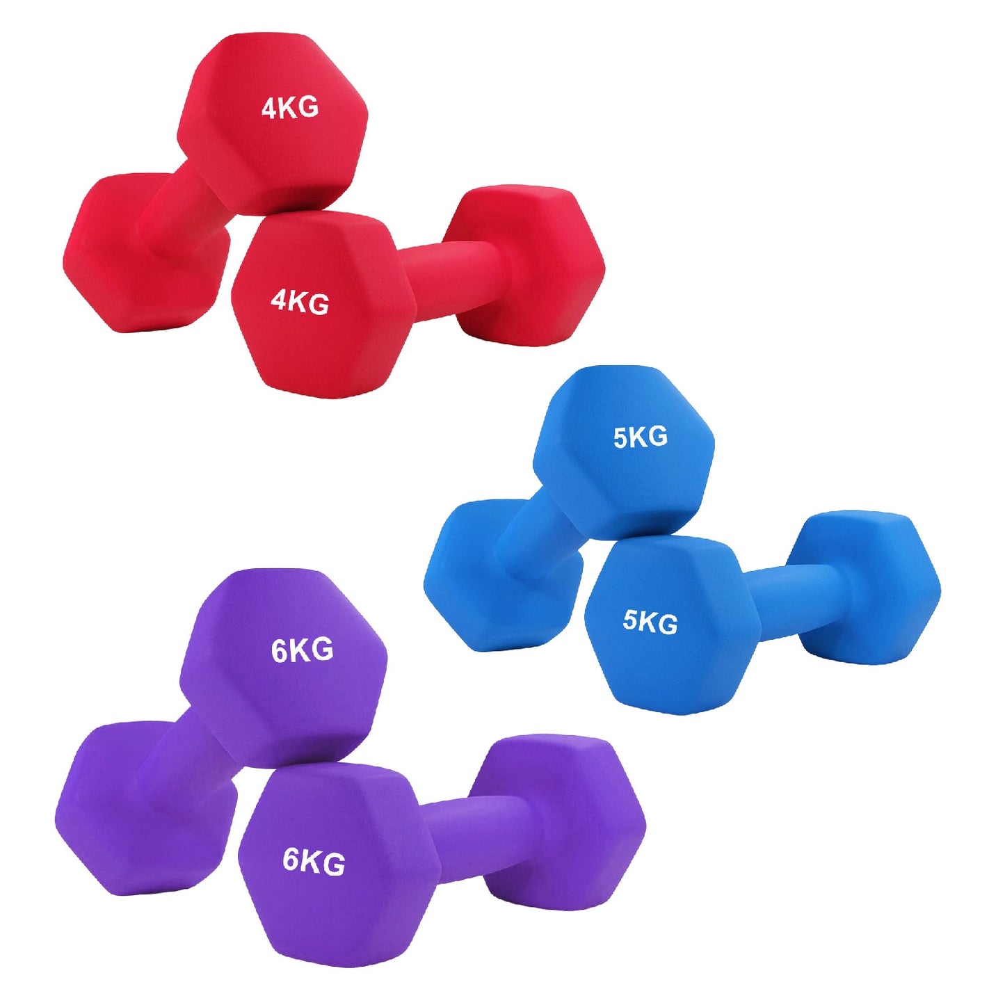 Anti-Roll Non-Slip Neoprene Dumbbell Weights - Hex-Shaped Design for Stability - Soft-Touch Grip - Available in Singles, Pairs & Sets - Perfect for Home Workouts, Training & Full-Body Fitness