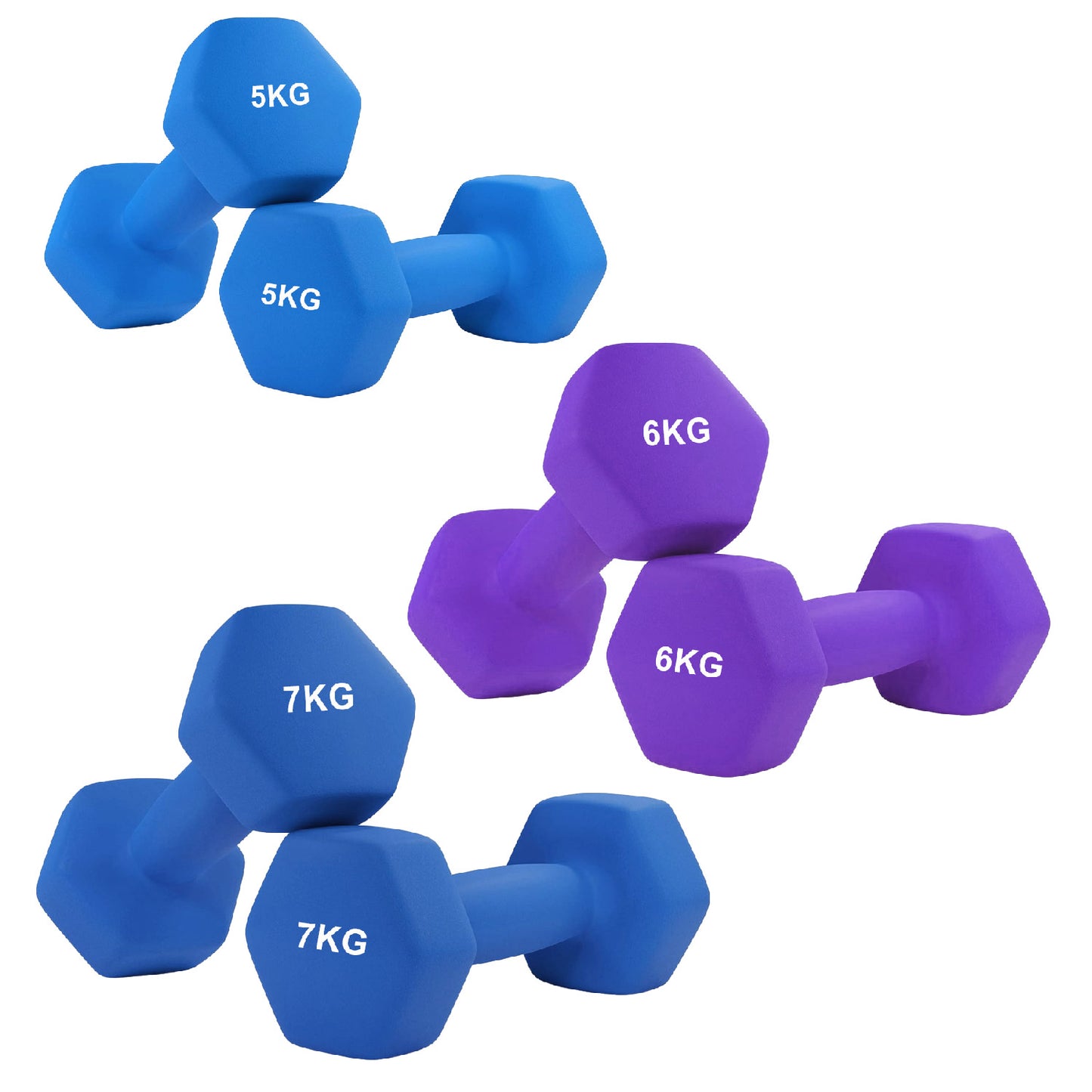 Anti-Roll Non-Slip Neoprene Dumbbell Weights - Hex-Shaped Design for Stability - Soft-Touch Grip - Available in Singles, Pairs & Sets - Perfect for Home Workouts, Training & Full-Body Fitness