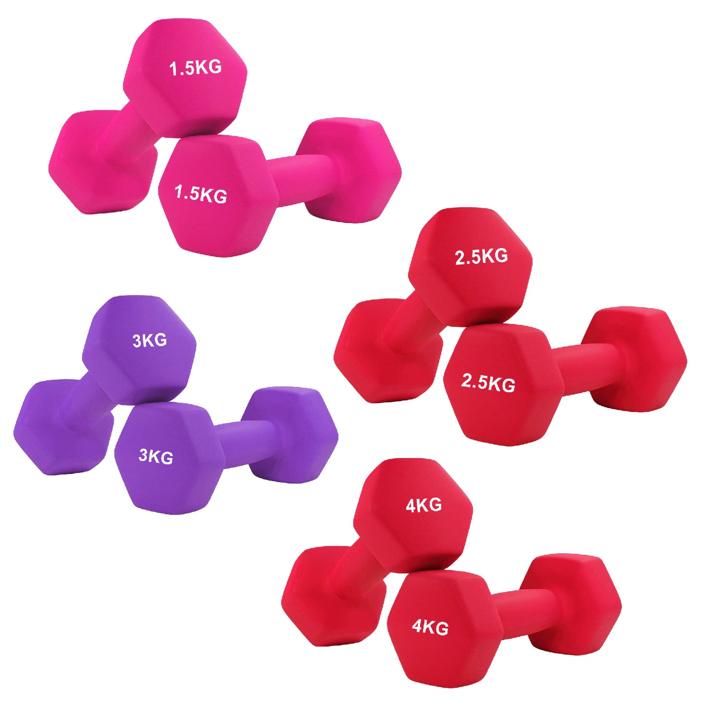 Anti-Roll Non-Slip Neoprene Dumbbell Weights - Hex-Shaped Design for Stability - Soft-Touch Grip - Available in Singles, Pairs & Sets - Perfect for Home Workouts, Training & Full-Body Fitness