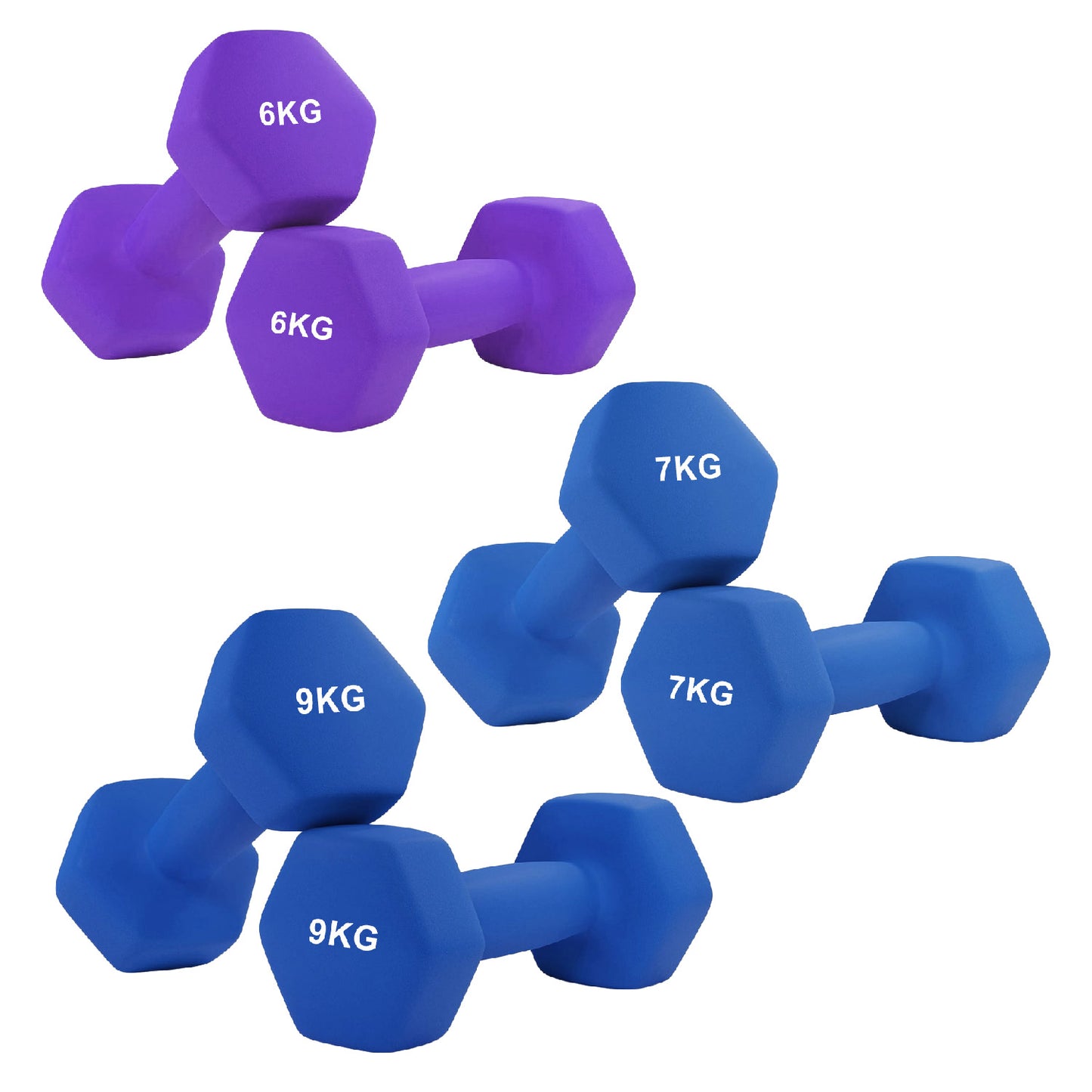 Anti-Roll Non-Slip Neoprene Dumbbell Weights - Hex-Shaped Design for Stability - Soft-Touch Grip - Available in Singles, Pairs & Sets - Perfect for Home Workouts, Training & Full-Body Fitness