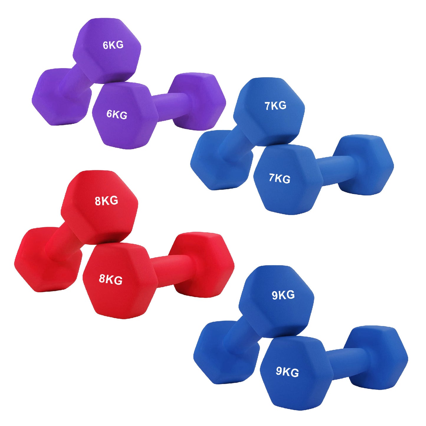 Anti-Roll Non-Slip Neoprene Dumbbell Weights - Hex-Shaped Design for Stability - Soft-Touch Grip - Available in Singles, Pairs & Sets - Perfect for Home Workouts, Training & Full-Body Fitness