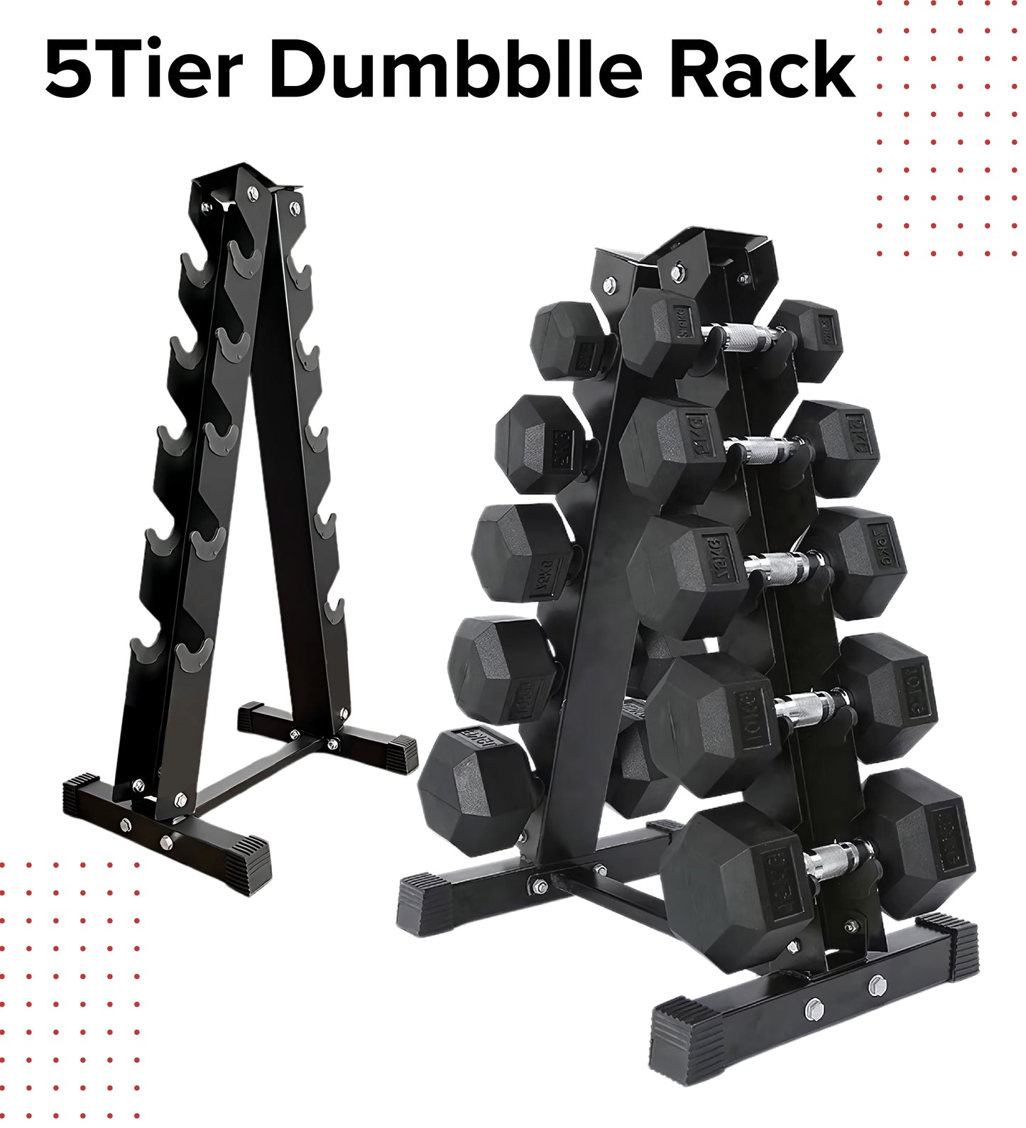 Heavy-Duty Dumbbell Rack – 3 to 6 Pair Steel Storage Stand for Home Gym & Commercial Use – Space-Saving Design