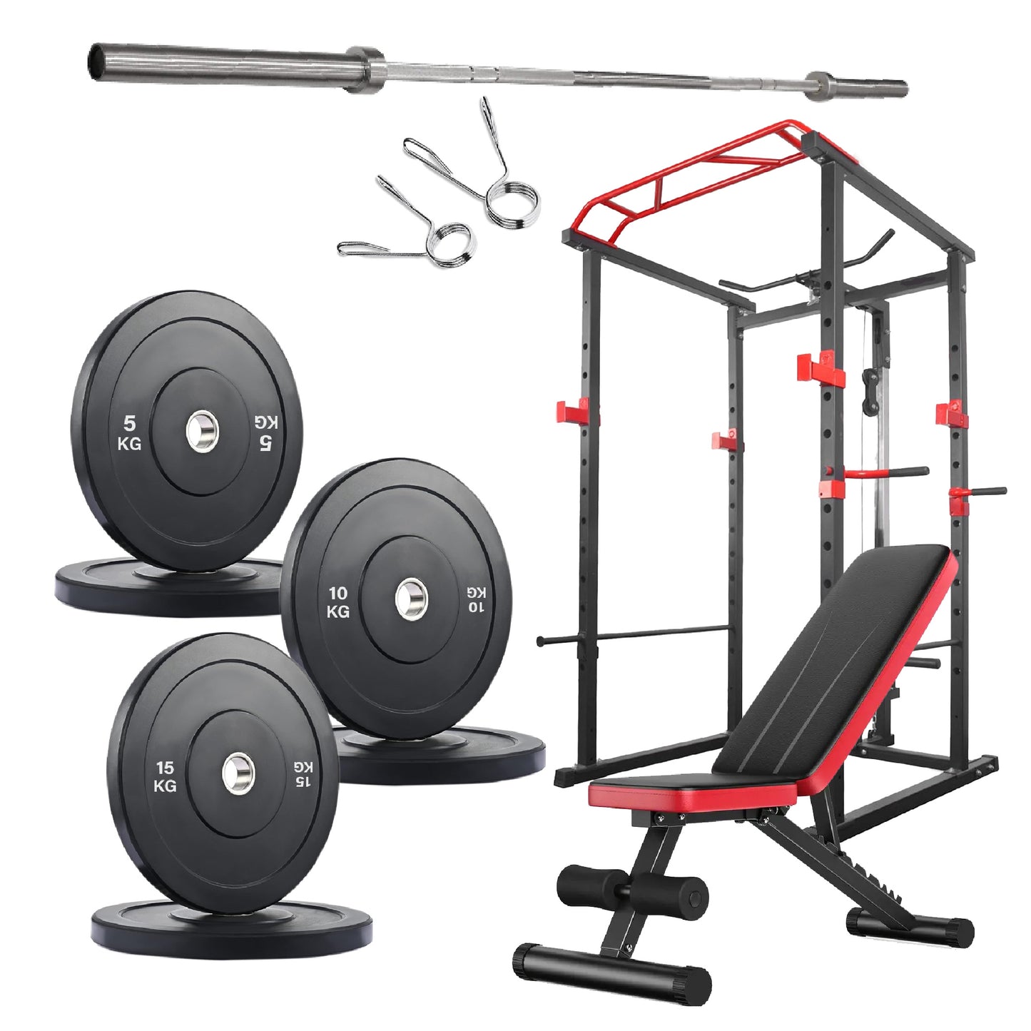Professional Power Cage with Pulley System – Adjustable Rack with Lat Pulldown, Spotters & Multi-Grip Pull-Up Bar for Home Gym"