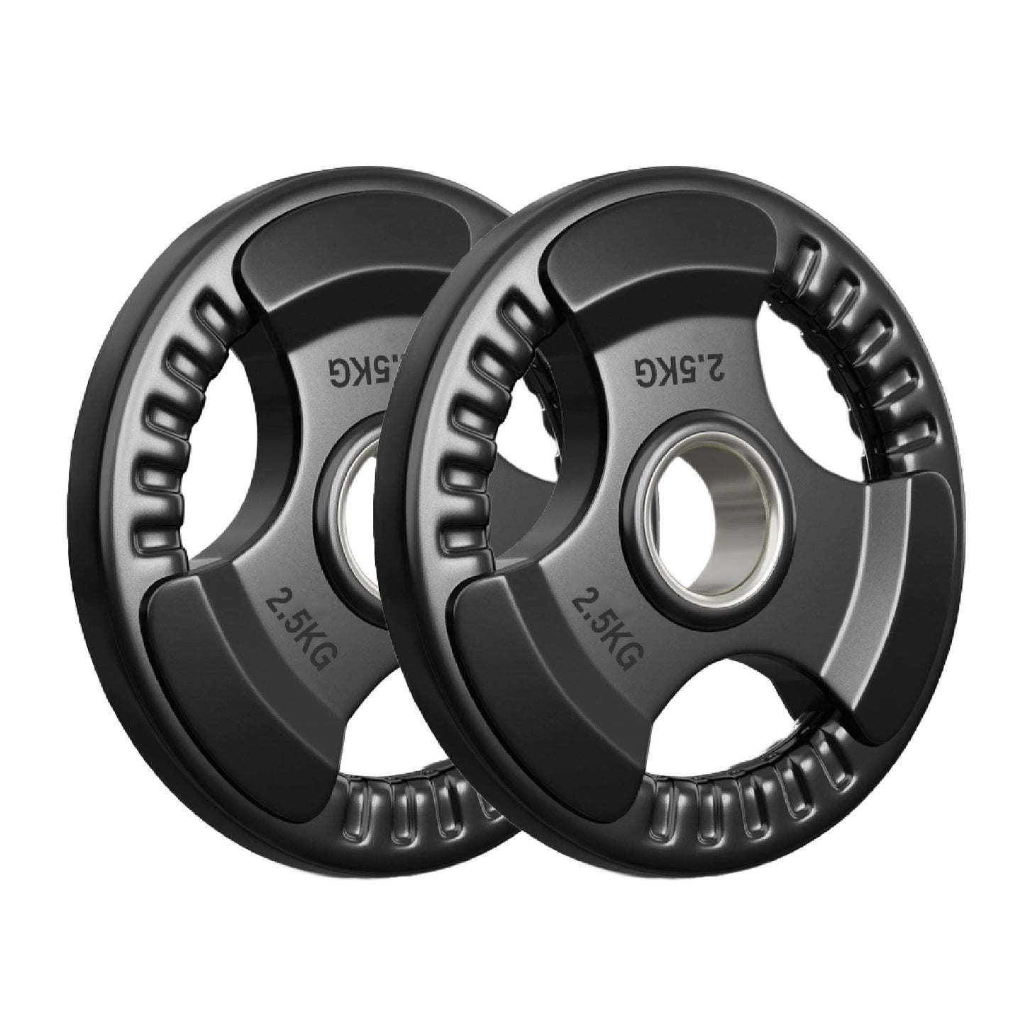 Premium Tri-Grip Olympic Weight Plates – Rubber-Coated Cast Iron, 2" Opening, 1.25kg to 25kg, Anti-Slip Plates for Home Gym Barbell Lifting & Training