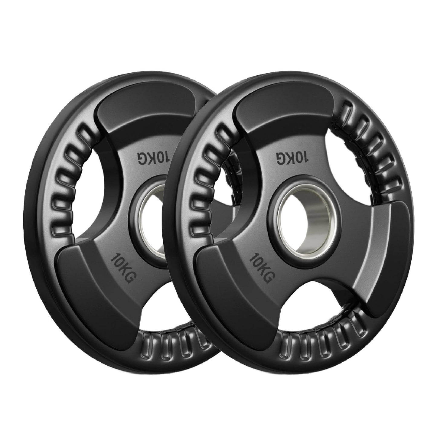Premium Tri-Grip Olympic Weight Plates – Rubber-Coated Cast Iron, 2" Opening, 1.25kg to 25kg, Anti-Slip Plates for Home Gym Barbell Lifting & Training
