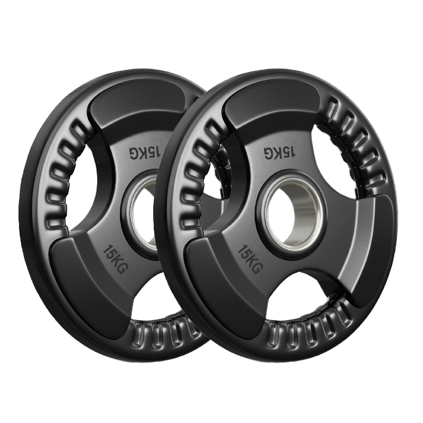 Premium Tri-Grip Olympic Weight Plates – Rubber-Coated Cast Iron, 2" Opening, 1.25kg to 25kg, Anti-Slip Plates for Home Gym Barbell Lifting & Training
