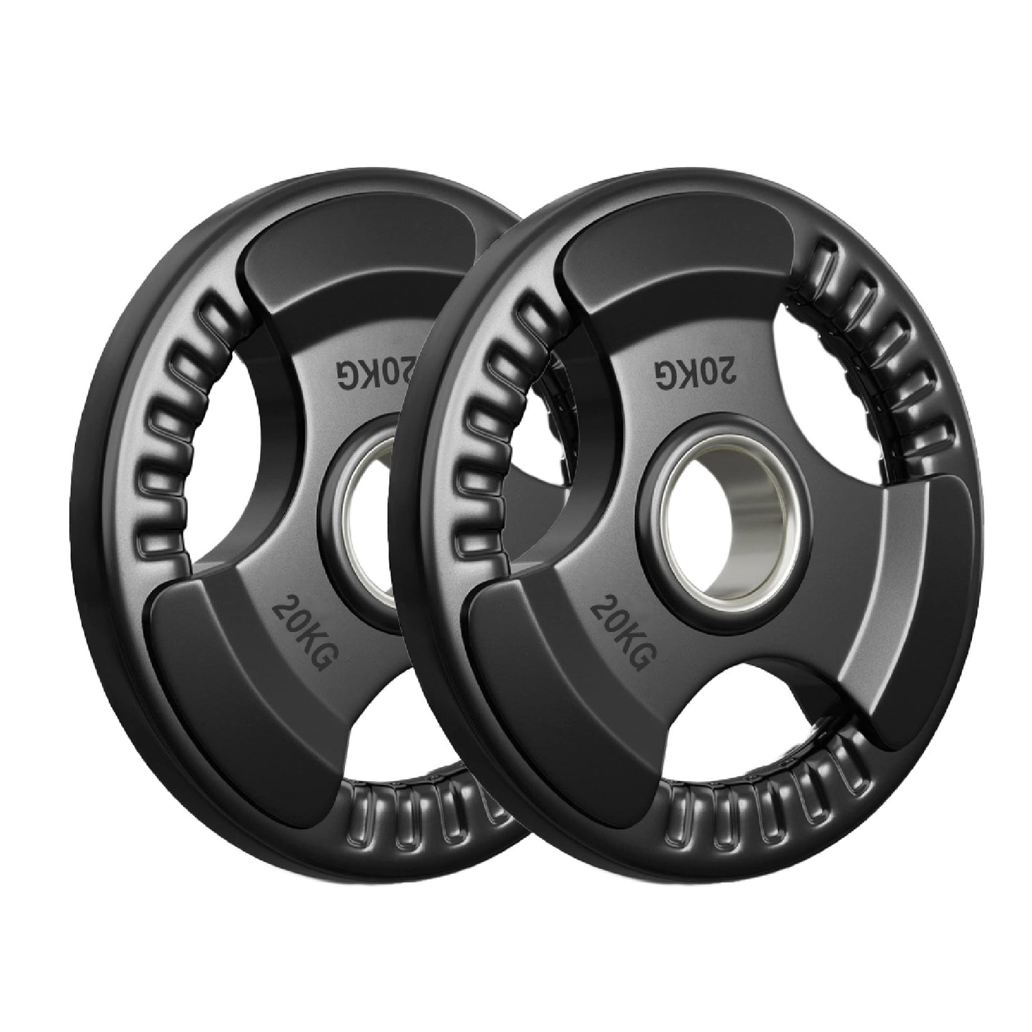 Premium Tri-Grip Olympic Weight Plates – Rubber-Coated Cast Iron, 2" Opening, 1.25kg to 25kg, Anti-Slip Plates for Home Gym Barbell Lifting & Training