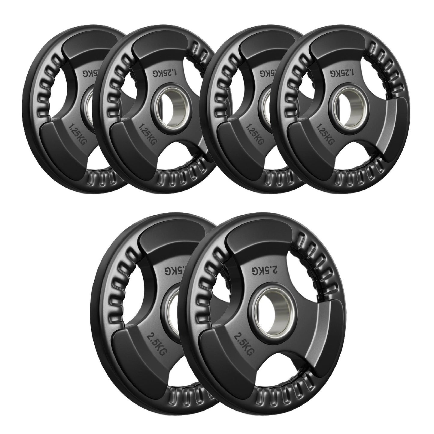 Premium Tri-Grip Olympic Weight Plates – Rubber-Coated Cast Iron, 2" Opening, 1.25kg to 25kg, Anti-Slip Plates for Home Gym Barbell Lifting & Training