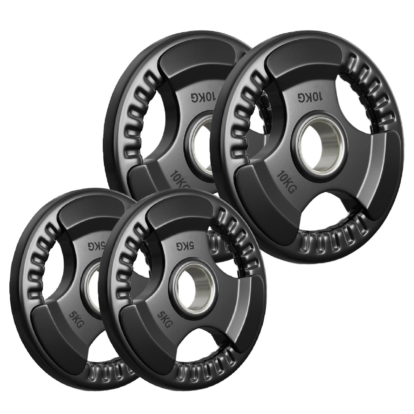 Premium Tri-Grip Olympic Weight Plates – Rubber-Coated Cast Iron, 2" Opening, 1.25kg to 25kg, Anti-Slip Plates for Home Gym Barbell Lifting & Training