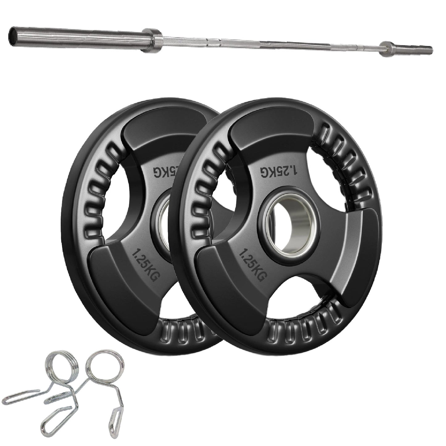 Premium Tri-Grip Olympic Weight Plates – Rubber-Coated Cast Iron, 2" Opening, 1.25kg to 25kg, Anti-Slip Plates for Home Gym Barbell Lifting & Training