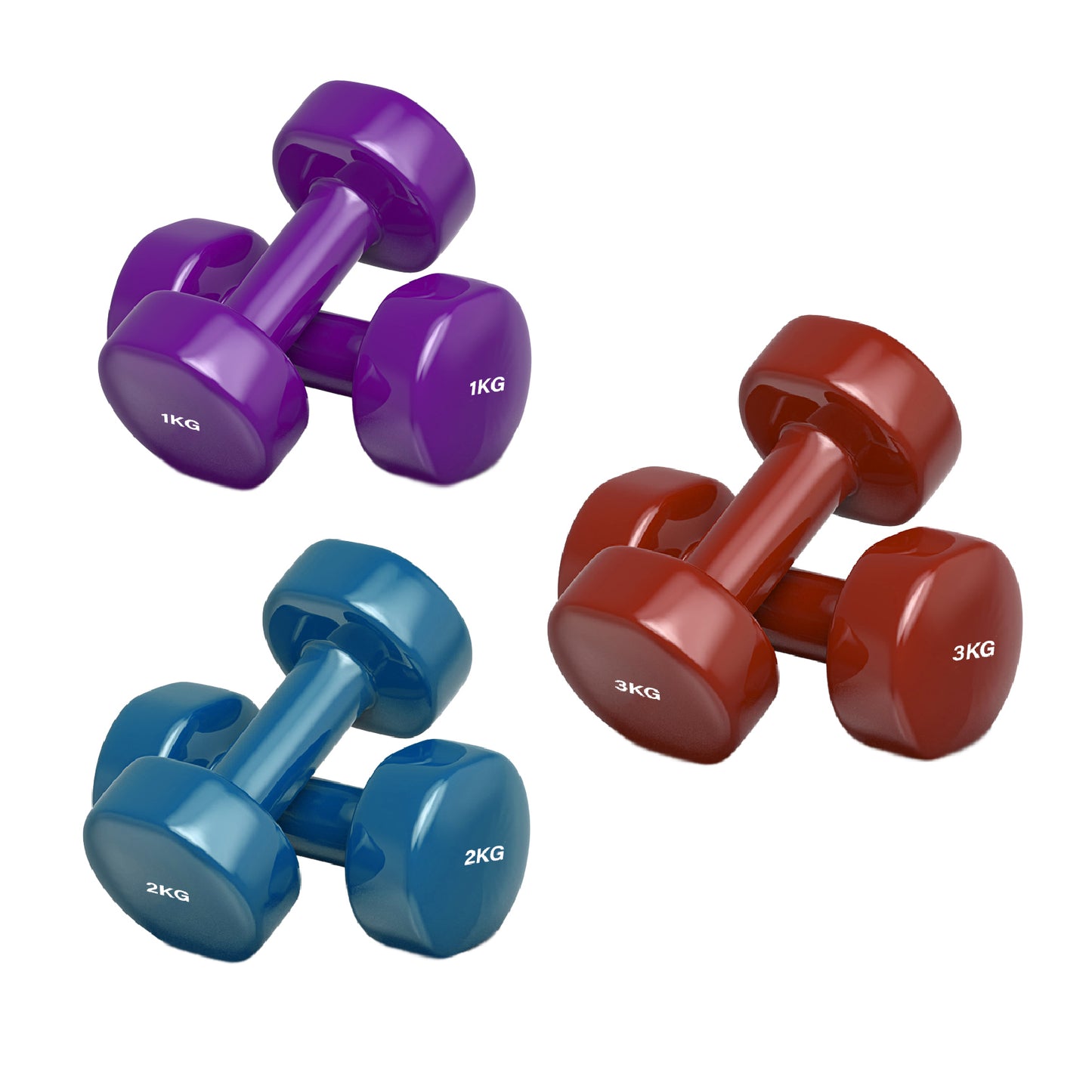 Premium Neoprene Vinyl Dumbbell Set - Multi-Colour Hand Weights with Hexagonal Design - Non-Slip Grip for Home Gym, Yoga, Pilates - Available in 6kg, 10kg, 12kg, 15kg, 24kg, 30kg, 38kg Options