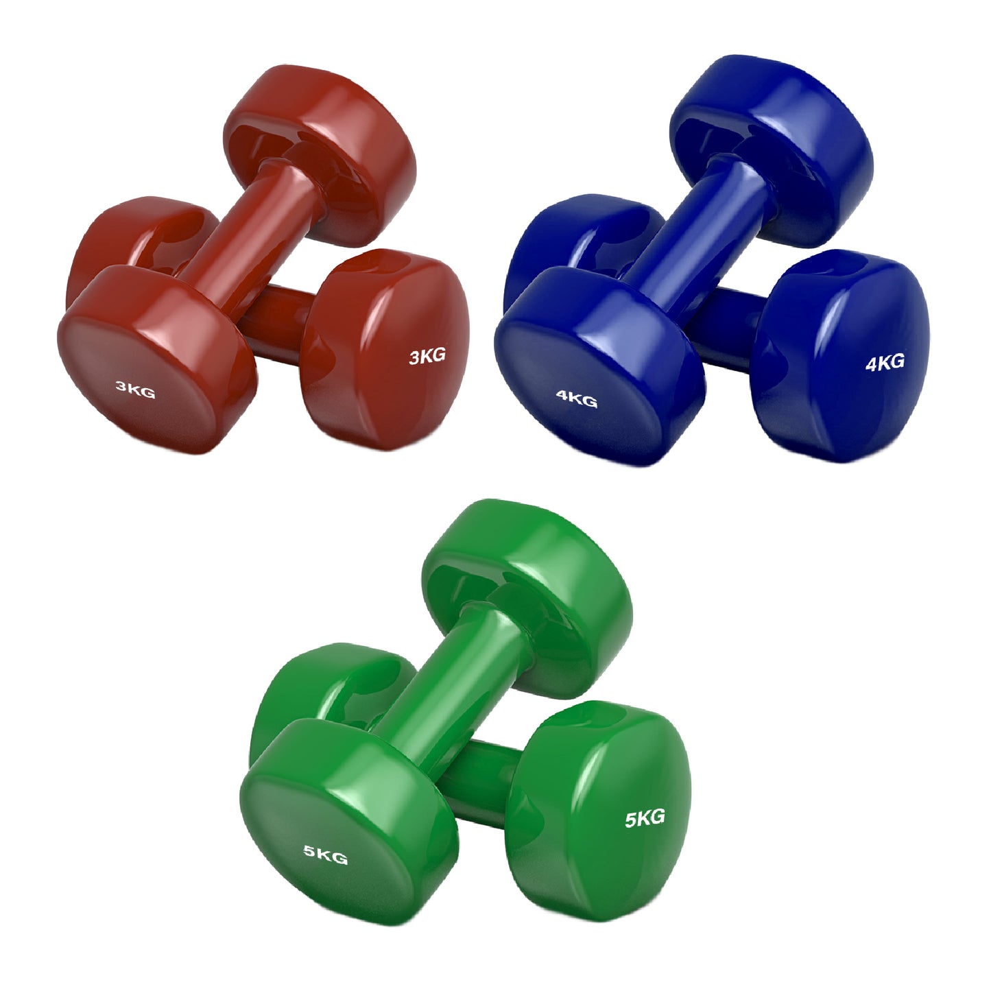 Premium Neoprene Vinyl Dumbbell Set - Multi-Colour Hand Weights with Hexagonal Design - Non-Slip Grip for Home Gym, Yoga, Pilates - Available in 6kg, 10kg, 12kg, 15kg, 24kg, 30kg, 38kg Options