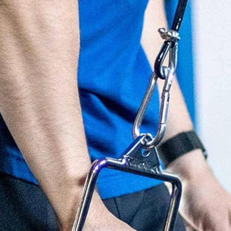 Cable Machine Attachments with Stirrup Handle, V-Bar, Lat Bar, Straight Bar, D-Row Bar, Curl Bar, Tricep Rope, Carabiner Clips & D-Handle for Home Gym Strength