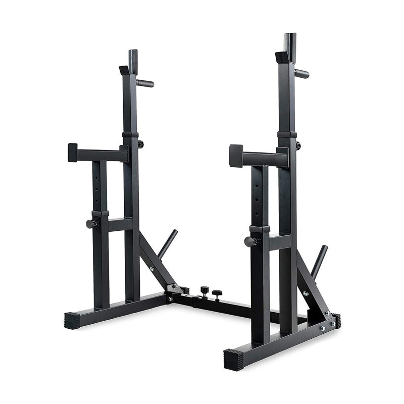 Adjustable Squat & Bench Press Rack – Heavy-Duty Steel with Spotters & Dip Bars – Multi-Function Home Gym Equipment