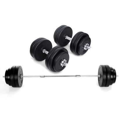 65kg Chrome Adjustable Dumbbell & Barbell Set – 2-in-1 Free Weights with 170cm Bar, Spinning Collars & Plastic-Coated Plates for Strength Training Home Gym
