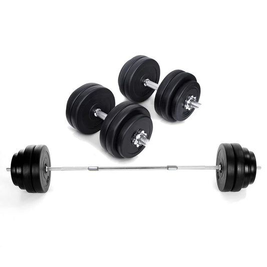 65kg Chrome Adjustable Dumbbell & Barbell Set – 2-in-1 Free Weights with 170cm Bar, Spinning Collars & Plastic-Coated Plates for Strength Training Home Gym