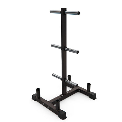 3-Tier Weight Tree & Bar Stand – Olympic Plate Rack with Barbell Holder – 200kg Capacity, Steel Frame, Scratch-Resistant Design